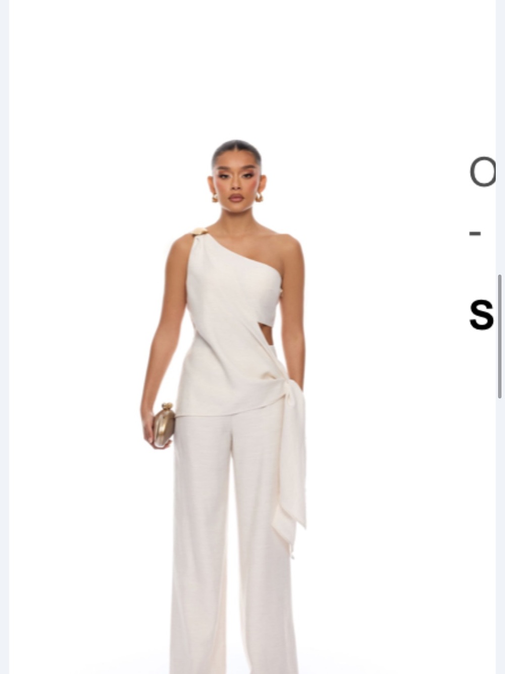 Fashion Nova One-Shoulder Ivory Wide Leg and top set